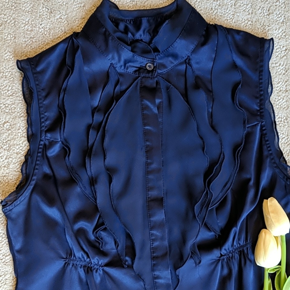 The Limited Ruffle Dark Blue Top - Picture 2 of 8